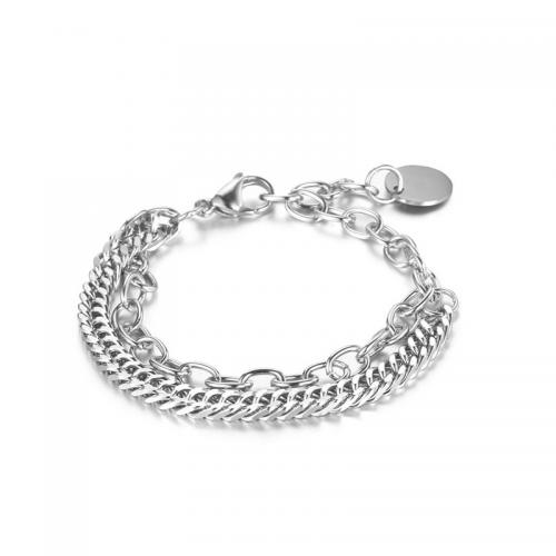 Titanium Steel Bracelet & Bangle, polished, Double Layer & Unisex 