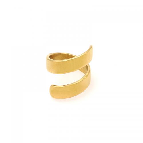 Titanium Steel Finger Ring, 18K gold plated, fashion jewelry & for woman, golden 