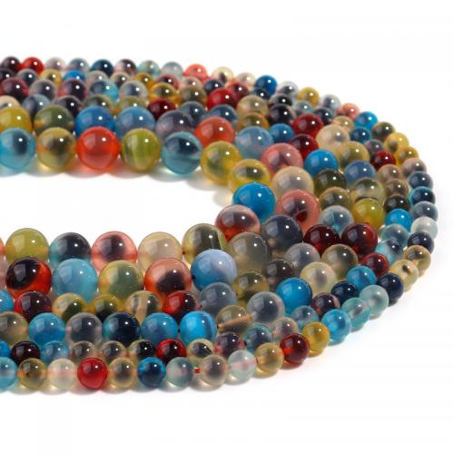 Agate Beads, Round, DIY mixed colors Approx 38 cm 