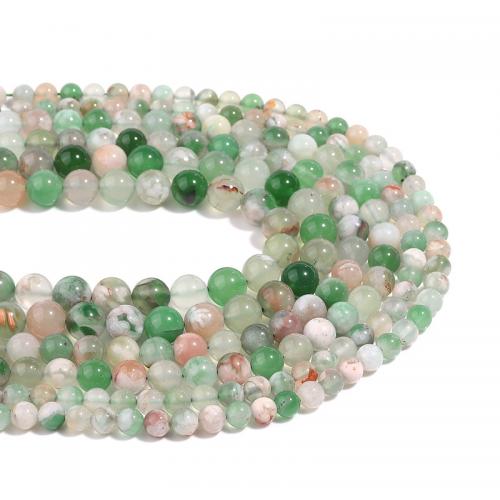 Achat Perlen, Weißer Kirschblüten-Achat, rund, DIY & verschiedene Größen vorhanden, grün, Länge:ca. 38 cm, verkauft von Strang