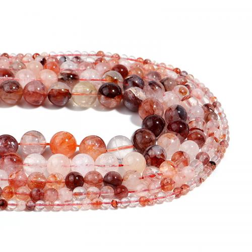 Single Gemstone Beads, Red Marble Glue Stone, Round, DIY mixed colors Approx 38 cm 