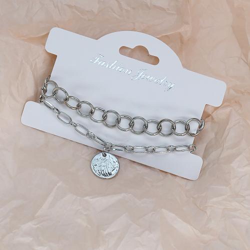 Iron Bracelets, with 5cm extender chain, fashion jewelry, silver color cm 
