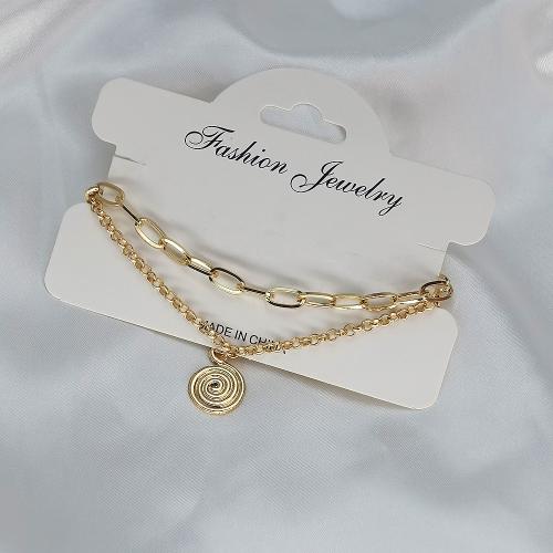Iron Bracelets, with 4cm extender chain, Round, fashion jewelry, golden cm 