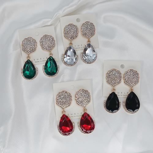 Zinc Alloy Rhinestone Drop Earring, Teardrop, plated, fashion jewelry & with rhinestone 