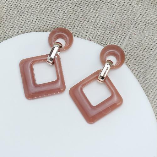 Resin Drop Earring, with Iron, Square, fashion jewelry 