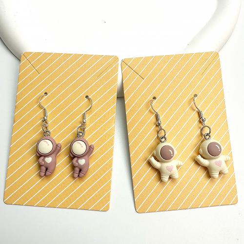 Resin Drop Earring, Iron, with Resin, Astronaut, fashion jewelry 47-49mm 14-18mm 