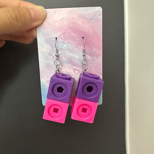 Resin Drop Earring, Iron, with Resin, Square, fashion jewelry 
