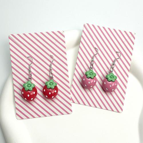 Resin Drop Earring, Iron, with Resin, Strawberry, fashion jewelry 