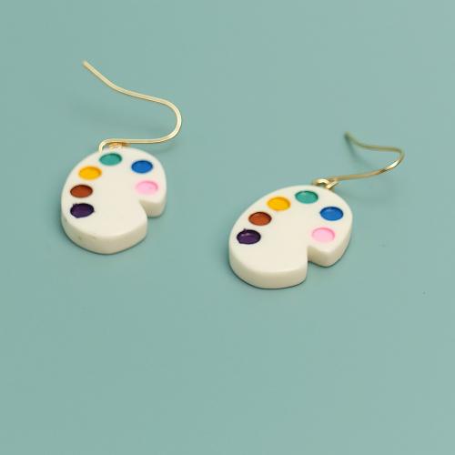 Resin Drop Earring, Iron, with Resin, fashion jewelry, white 