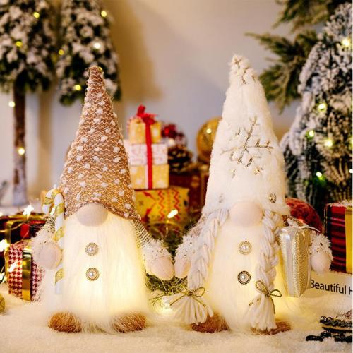 Collectible Doll for Doco Christmas House in Bulk, Cloth, with PP Cotton, Christmas Design & with LED light & fashion jewelry 