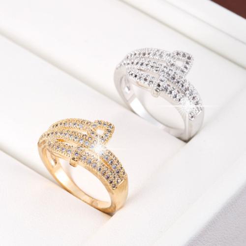 Anilo de dedo de latón, metal, chapado, Joyería & unisexo & diverso tamaño para la opción & con diamantes de imitación, más colores para la opción, Vendido por UD
