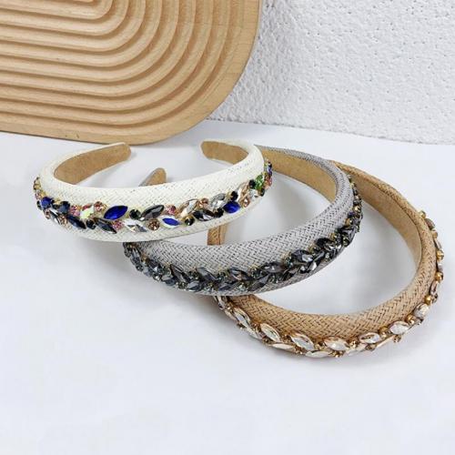 Hair Bands, Straw, handmade, for woman & with rhinestone 