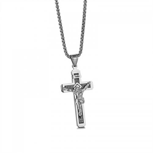 Stainless Steel Jewelry Necklace, 304 Stainless Steel, Cross, polished, Unisex PENDANT-29 * 50mm Approx 50 cm 