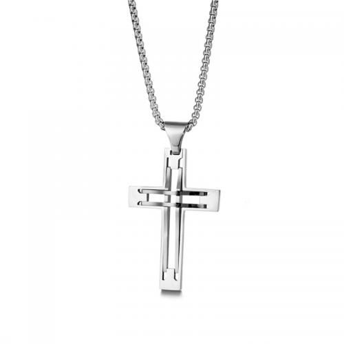 Stainless Steel Jewelry Necklace, 304 Stainless Steel, Cross, polished, Unisex Pendant-63 * 35mm Approx 50 cm 