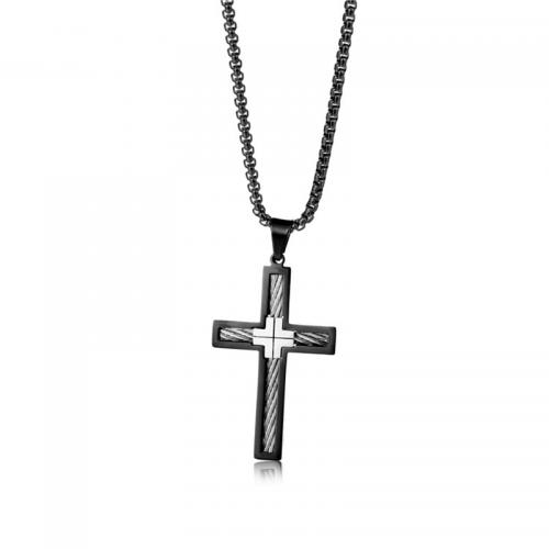 Stainless Steel Jewelry Necklace, 304 Stainless Steel, Cross, polished, Unisex PENDANT-58 * 30mm Approx 50 cm 