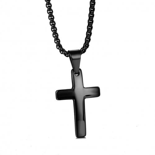 Stainless Steel Jewelry Necklace, 304 Stainless Steel, Cross, polished, Unisex Pendant -29 * 19 mm Approx 50 cm 