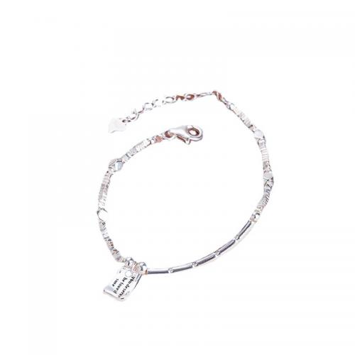 Sterling Silver Bracelets, 925 Sterling Silver, with 1.2inch extender chain, Geometrical Pattern, fashion jewelry & with letter pattern & for woman, silver color Approx 6.3 Inch 