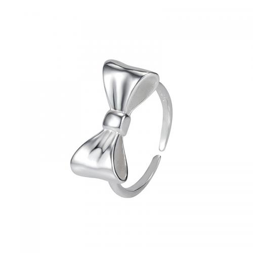 Sterling Silver Finger Ring, 925 Sterling Silver, Bowknot, fashion jewelry & for woman, silver color, US Ring 