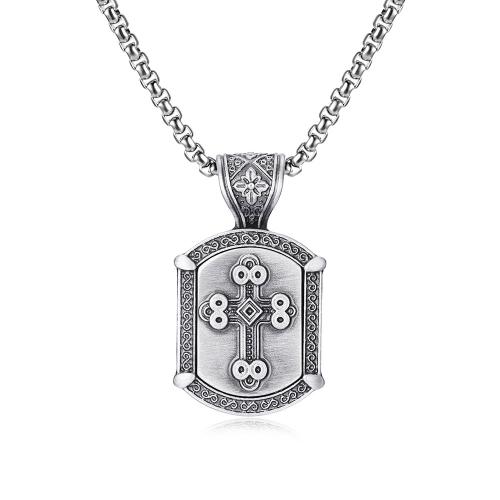 Titanium Steel Jewelry Necklace, stannum, with Titanium Steel, with 1.97inch extender chain, polished, fashion jewelry & for man Approx 23.62 Inch 