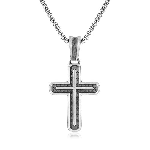 Titanium Steel Jewelry Necklace, stannum, with Titanium Steel, with 1.97inch extender chain, Cross, polished, fashion jewelry & for man Approx 23.62 Inch 