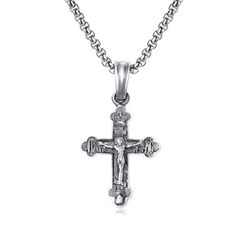 Titanium Steel Jewelry Necklace, stannum, with Titanium Steel, with 1.97inch extender chain, Cross, polished, fashion jewelry & Unisex Approx 23.62 Inch 