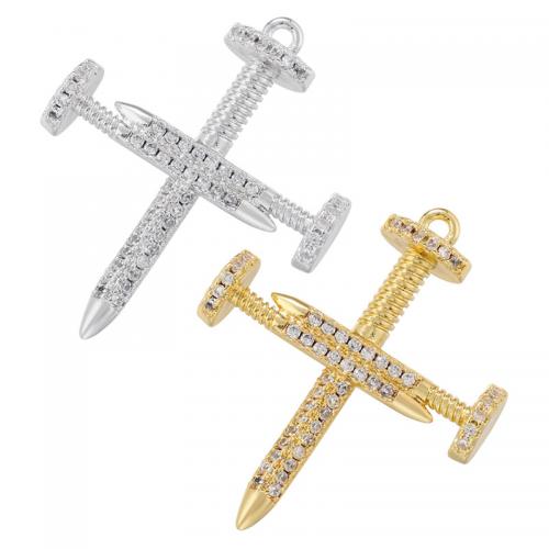 Cubic Zirconia Micro Pave Brass Pendant, Cross, fashion jewelry & micro pave cubic zirconia Approx 1.5mm 