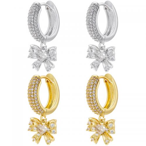 Cubic Zirconia Micro Pave Brass Earring, Bowknot, fashion jewelry & micro pave cubic zirconia 