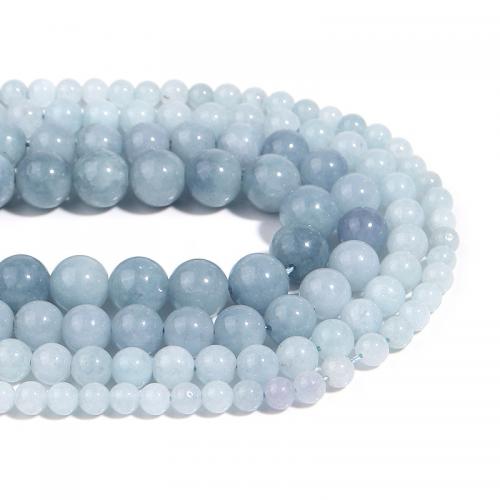 Aquamarin Perlen, rund, DIY & verschiedene Größen vorhanden, blau, Länge:ca. 38 cm, verkauft von Strang