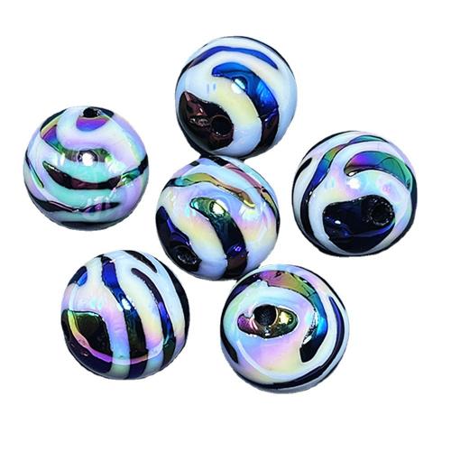 Plating Acrylic Beads, Round, UV plating, DIY, white and black, 15.68mm Approx 2.5mm, Approx 
