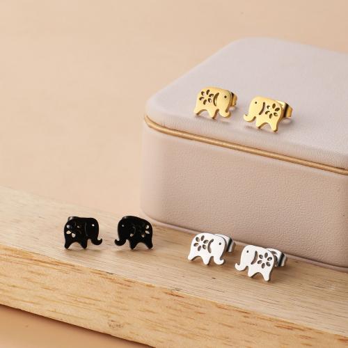 Stainless Steel Stud Earring, 304 Stainless Steel, Elephant, plated, for woman & hollow 