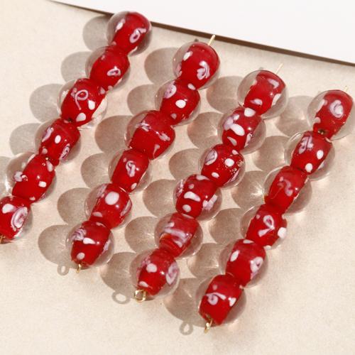 Handgefertigte Lampwork Perlen, rund, DIY, rot, 12mm, verkauft von PC