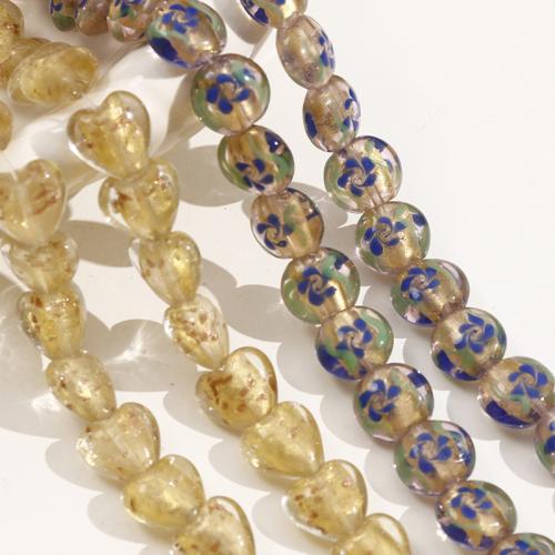 Abalorios de Cristal de Murano con Lámina  de Oro, Bricolaje & diferentes patrones para la opción & esmalte, más colores para la opción, Vendido por UD[