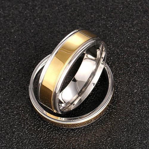 Anillo de dedo de acero Titanium de, Partículas de acero, chapado, unisexo & diverso tamaño para la opción, dorado, width:6mm,thickness:2mm, Vendido por UD
