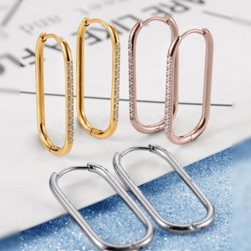 Stainless Steel Leverback Earring, 304 Stainless Steel, fashion jewelry & for woman & with rhinestone 