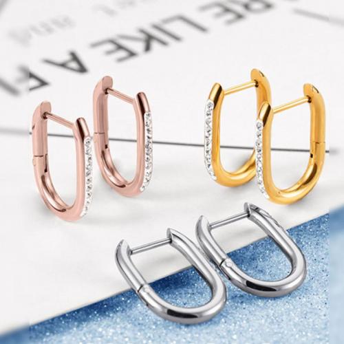 Stainless Steel Leverback Earring, 304 Stainless Steel, fashion jewelry & for woman & with rhinestone 