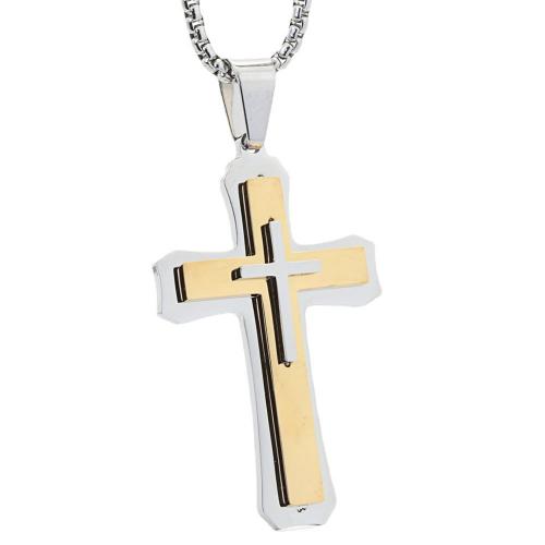 Stainless Steel Jewelry Necklace, 304 Stainless Steel, Cross, Vacuum Ion Plating, Unisex Pendant-58 * 35mm Approx 60 cm 