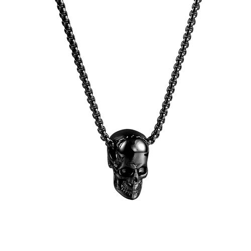 Stainless Steel Jewelry Necklace, 304 Stainless Steel, Skull, polished, Unisex Pendant-27 * 15mm Approx 60 cm 