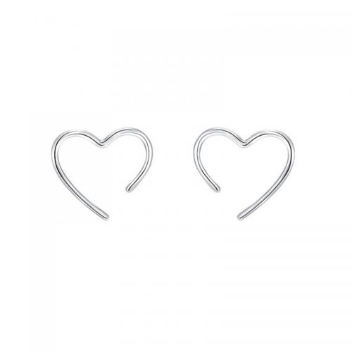 925 Sterling Silver Stud Earring, Heart, plated, for woman & hollow 