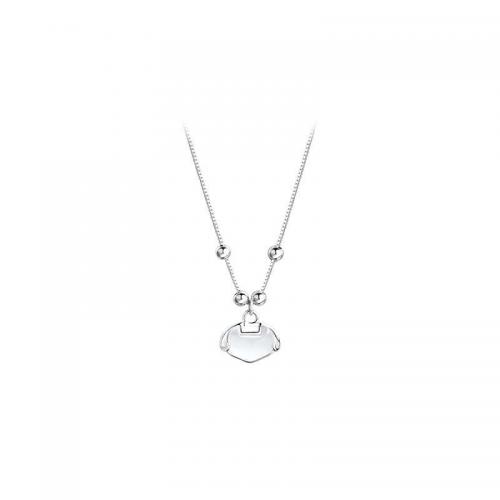 925 Sterling Silver Necklace, with Cats Eye, with 2inch extender chain, Longevity Lock, platinum plated, fashion jewelry & for woman Approx 15.7 Inch 