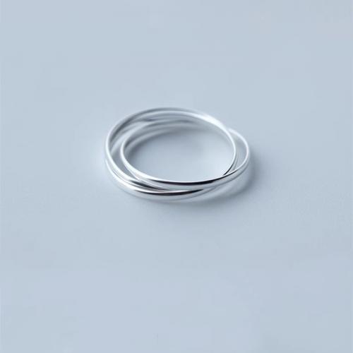 Sterling Silver Finger Ring, 925 Sterling Silver, three layers & for woman, silver color 
