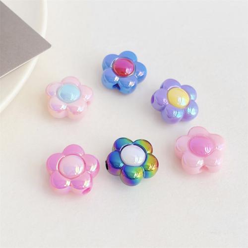 Perles acryliques plaquée, Acrylique, fleur, DIY, plus de couleurs à choisir, 15mm Vendu par sac