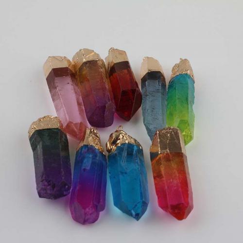 Natural Quartz Pendants, with Brass, Conical, gold color plated, fashion jewelry & DIY 