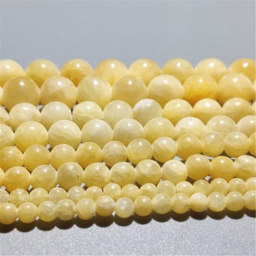 Single Gemstone Beads, Pale Brown Jade, Round, DIY yellow Approx 36-38 cm 