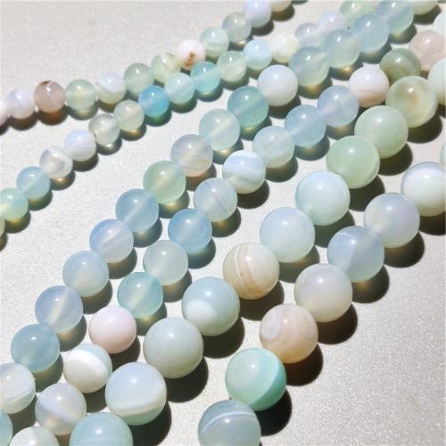 Natürliche Streifen Achat Perlen, rund, DIY & verschiedene Größen vorhanden, himmelblau, Länge:ca. 36-38 cm, verkauft von Strang