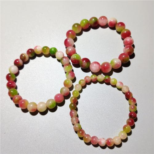 Single Gemstone Beads, Chalcedony, Round, fashion jewelry & Unisex mixed colors Approx 18 cm 