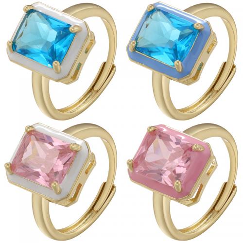 Anilo de dedo de latón, metal, para mujer & esmalte & con diamantes de imitación, más colores para la opción, Vendido por UD