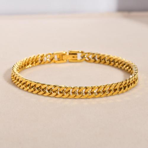 Titanium Steel Bracelet & Bangle, Vacuum Ion Plating, fashion jewelry & for woman, golden, 5.3mm Approx 7.08 Inch 