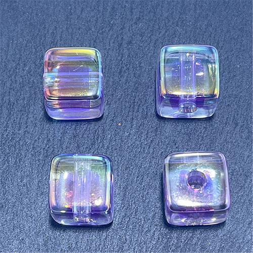 Plating Acrylic Beads, Square, UV plating, DIY 13.54mm Approx 3.66mm, Approx 