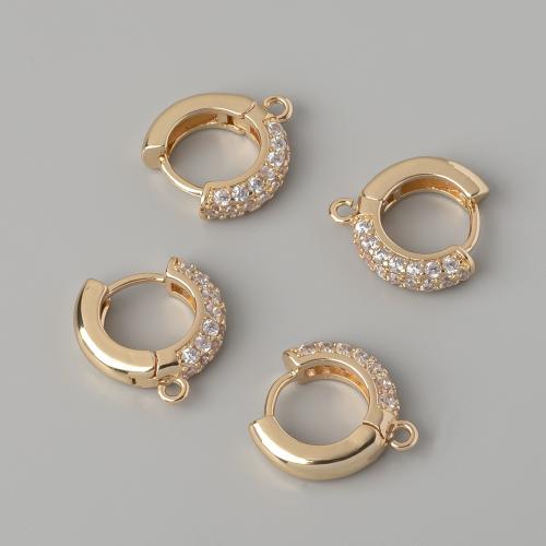 Brass Hoop Earring Components, Donut, gold color plated, DIY & micro pave cubic zirconia [