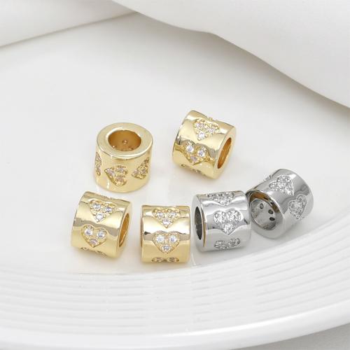 Brass Spacer Beads, with Cubic Zirconia, Column, plated, DIY Approx 5.46mm 